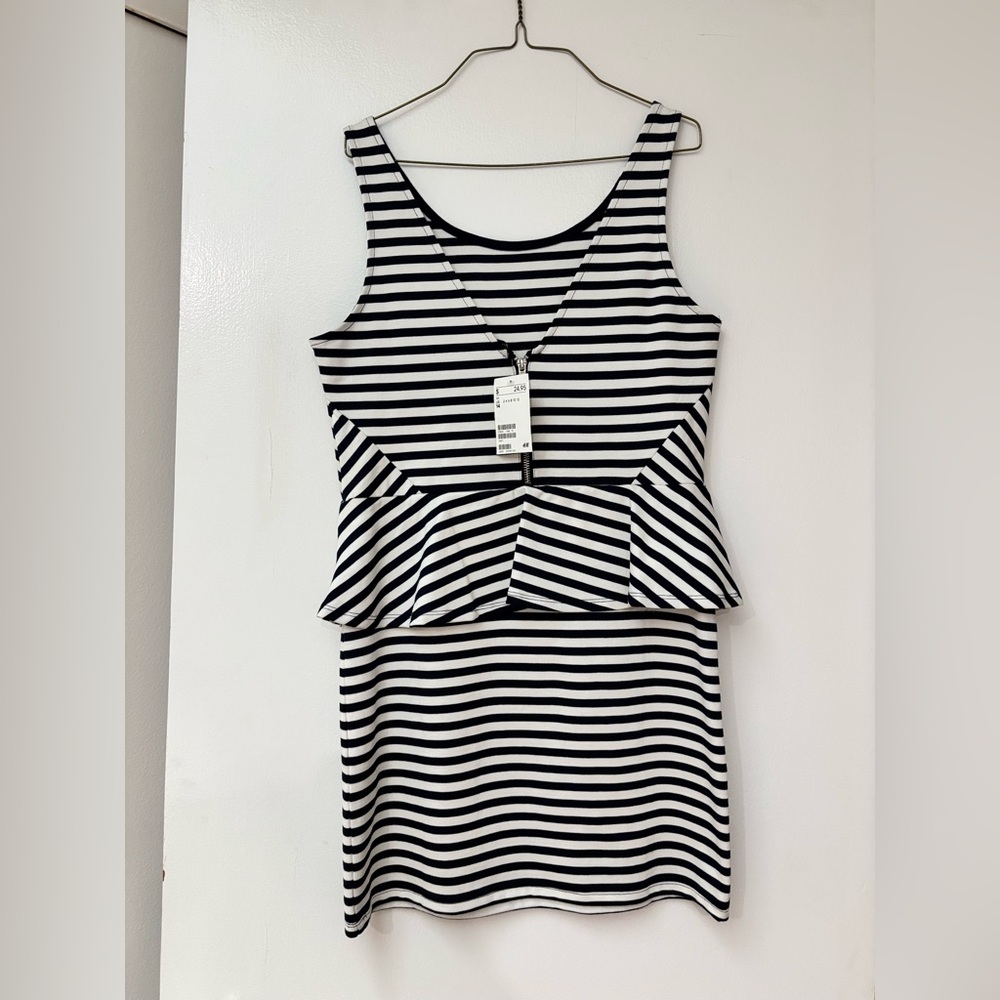 H&M Navy and White Striped Mini Dress